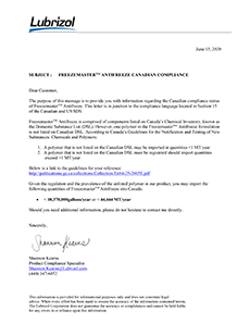 freezemaster ANTIFREEZE Compliance documentation