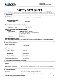 freezemaster antifreeze Safety Data Sheet
